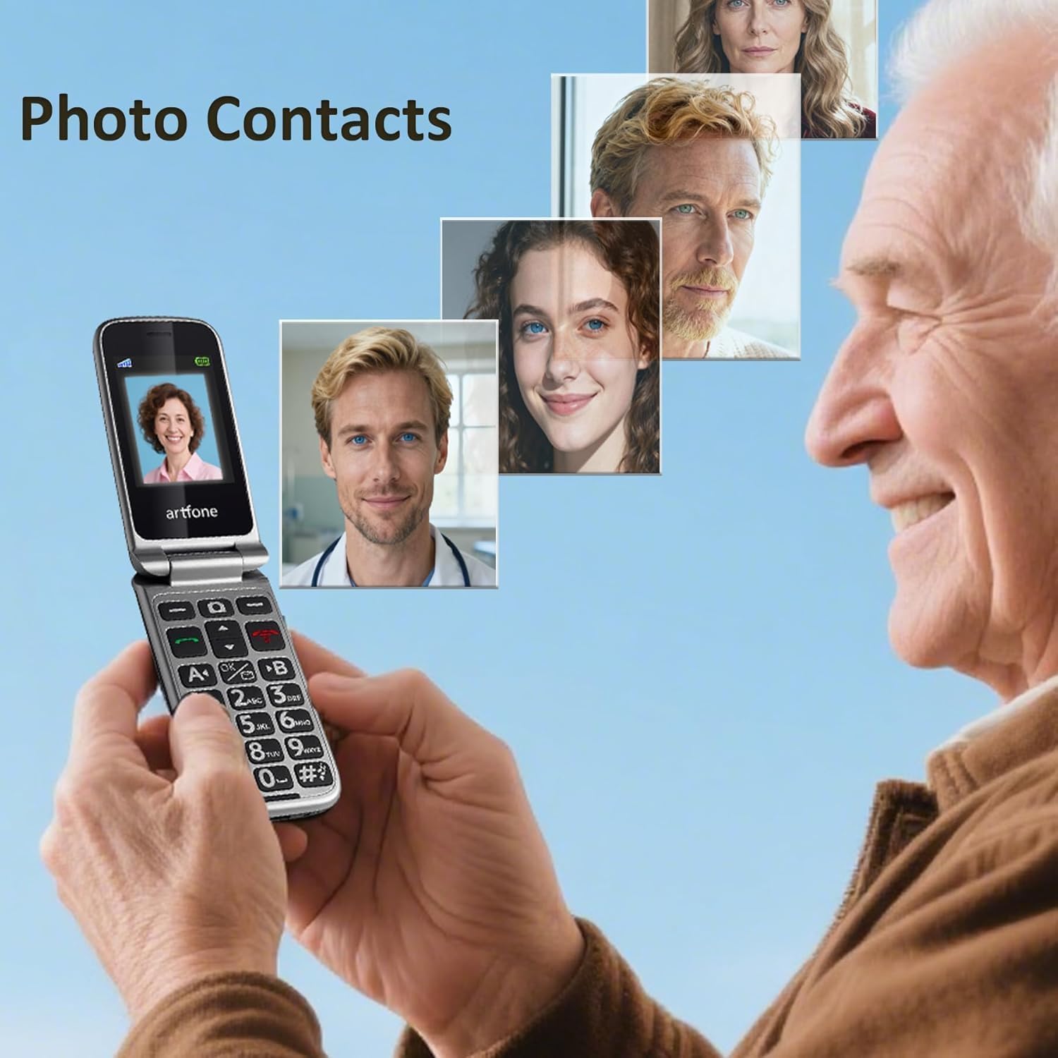 artfone G6 4G - Telefono cellulare pieghevole per anziani, senza contratto