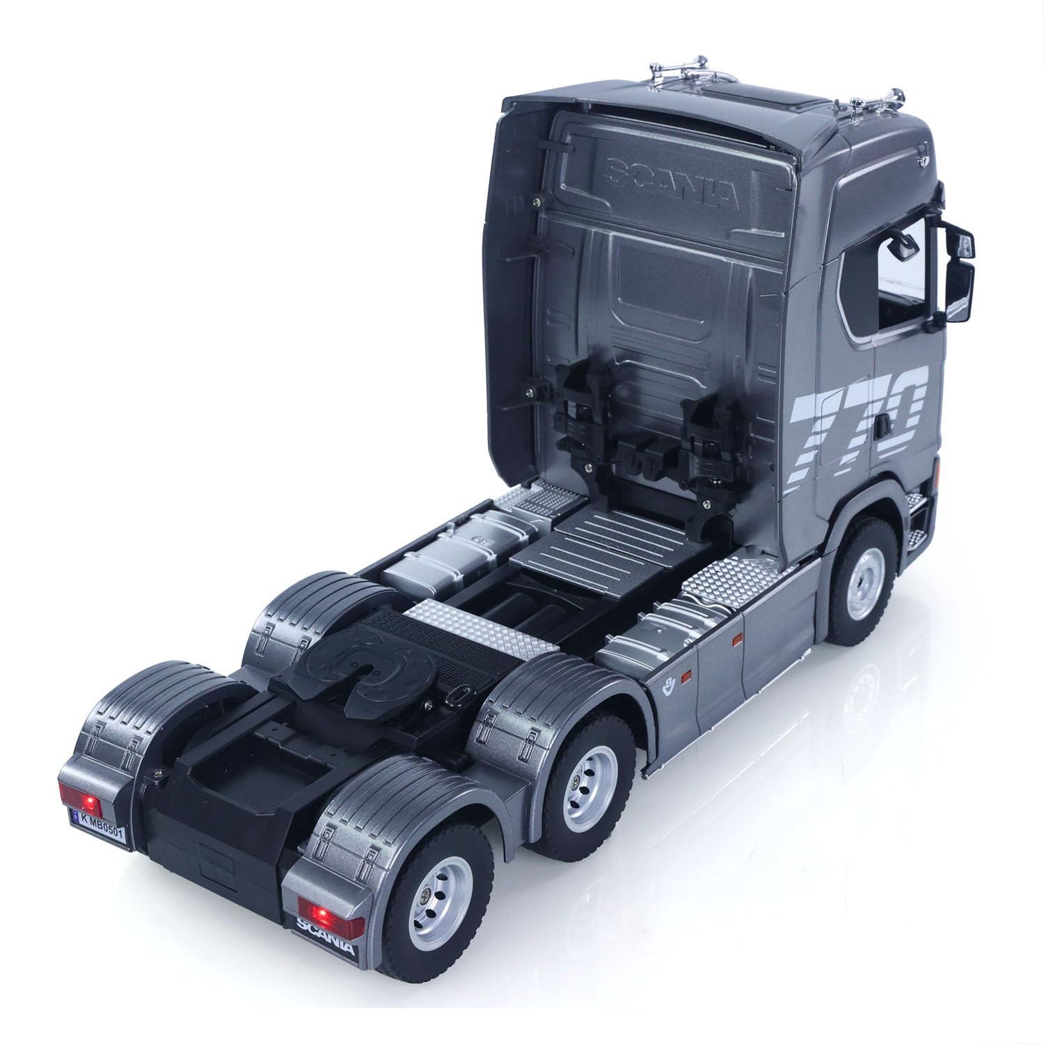 770S – Modellino di trattore radiocomandato in plastica 1/18 con batteria RTR 7,4 V, effetti sonori, luce 19 CH – Modello di camion – A partire da 14 anni (grigio)