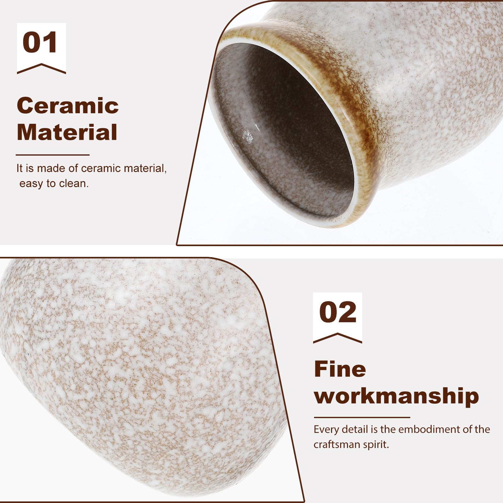 YARNOW Pot en Céramique Style Japonerie pour Rangement Baguettes et Cuillères, Résistant aux Rayures, Facile à Nettoyer, Cuisine Vintage