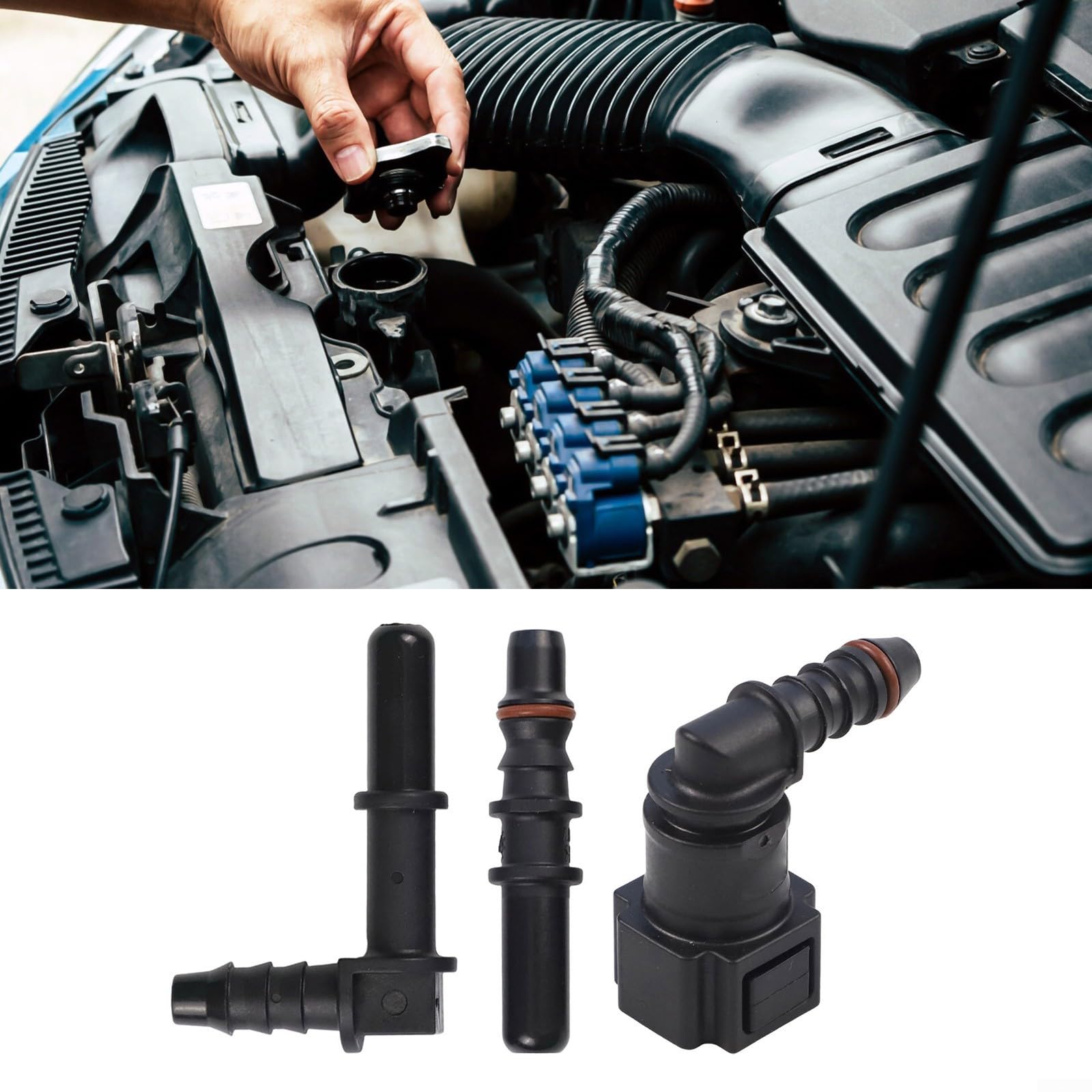 Fuel Line 6mm Release Connector Set - / 89mm Id6 Nylon Elbow Straight Die for Quick Nylon 7. 8mm Rubber Hoses Compatible Coupler Petrol Having