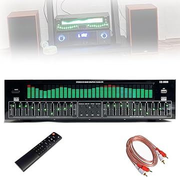 Professional EQ Equalizer, 31 Band Dynamic Spectrum Digital Audio Processor with Remote Control & Audio Cable, Support Bluetooth Function, Stereo Graphics Equalizer for Home, Studio