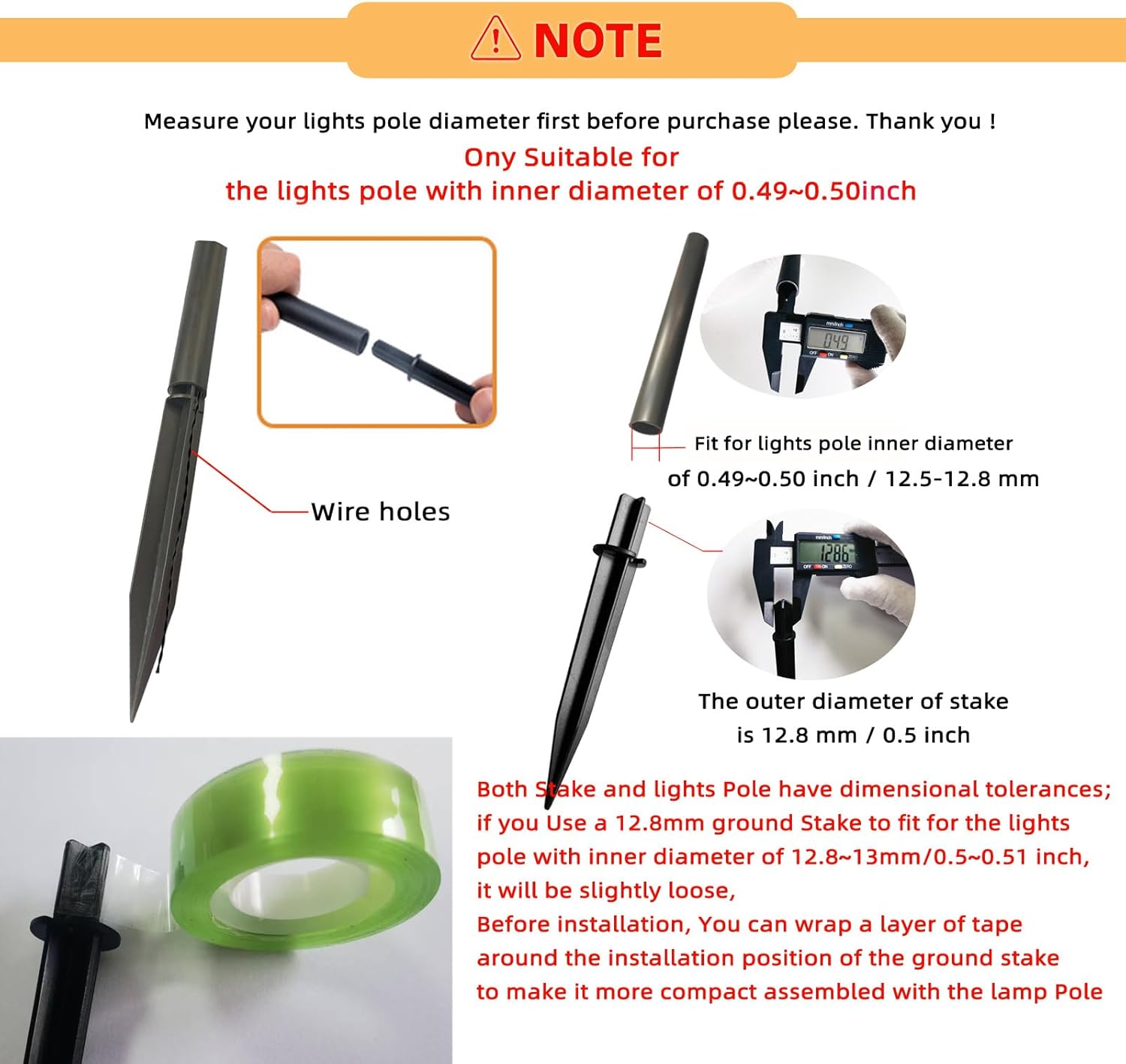 10 Pack Solar Light Stakes Replacement (Fit for Inner Diameter 0.49 inch), Plastic Reinforced Ground Spikes for Solar Wheat Ear Flower Light Outdoor Landscape Path Christmas Yard Garden Deco - Image 2