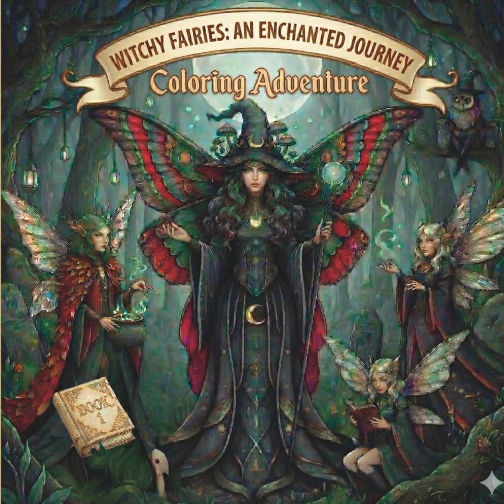 Witchy Fairies: An Enchanted Journey: A Cozy Witchcore Coloring Book with Intricate Magical Fairies, Grayscale & Line Art Designs for Advanced Colorists