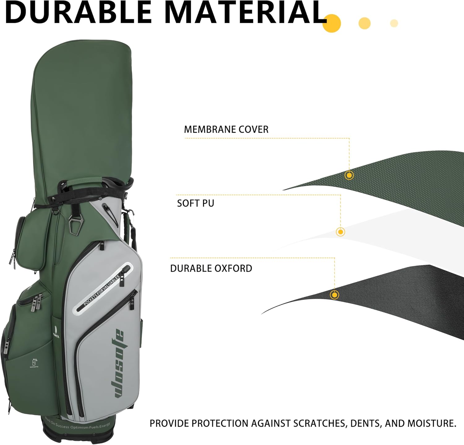PU Leather Lightweight Men Women Blue White Black Green Golf Bag,Multiple 10 Pockets 14-Way Dividers Cooler Pouch Golf Cart Bag