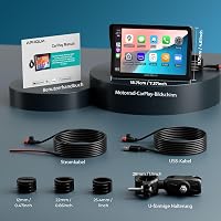 APHQUA Vezeték Nélküli CarPlay Kijelző Motorkerékpárhoz 7 Hüvelykes Vízálló Érintőképernyő Android Auto GPS Navigáció Bluetooth 8