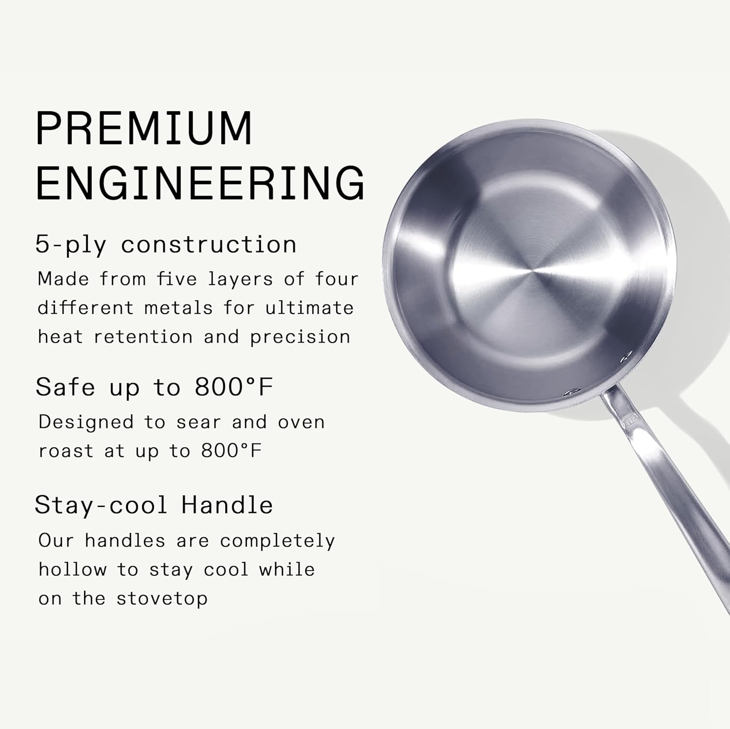 Made In Cookware - 2 Quart Stainless Steel Saucier Pan - 5 Ply Stainless Clad - Professional Cookware - Crafted in Italy - Induction Compatible - Image 2