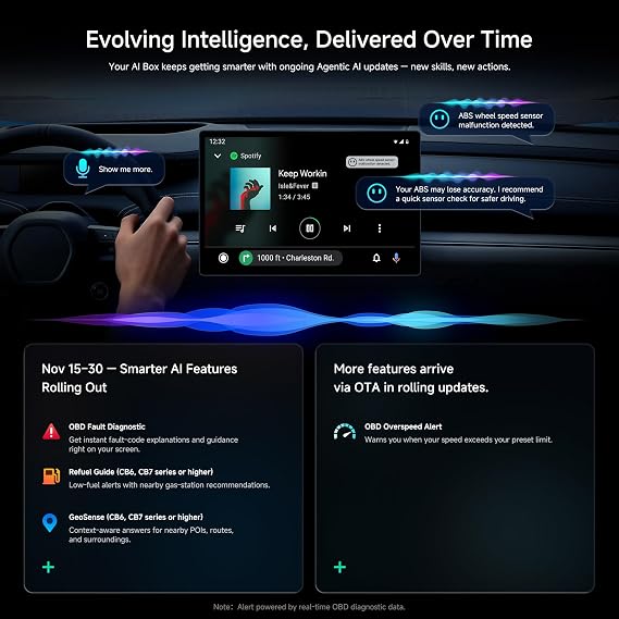 ATOTOZONE AD5 AI Box Wireless CarPlay Adapter & Android Auto, 2025 Upgrade Ai Box CarPlay Compatible with YouTube, AI DriveChat, Dual Wi-Fi, Dual BT, for OEM Wired CarPlay/Android Auto