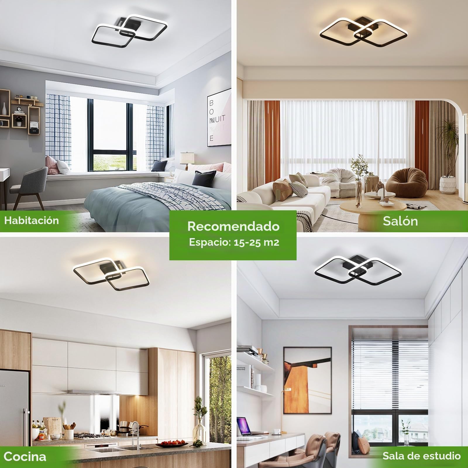 Osairous Lámpara de Techo Regulable, 50W Plafon LED Techo Salon Moderno 5625LM, Luz de Techo Cuadrado con Mando 3000K-6500K para Dormitorio Cocina Comedor Pasillo, 64CM