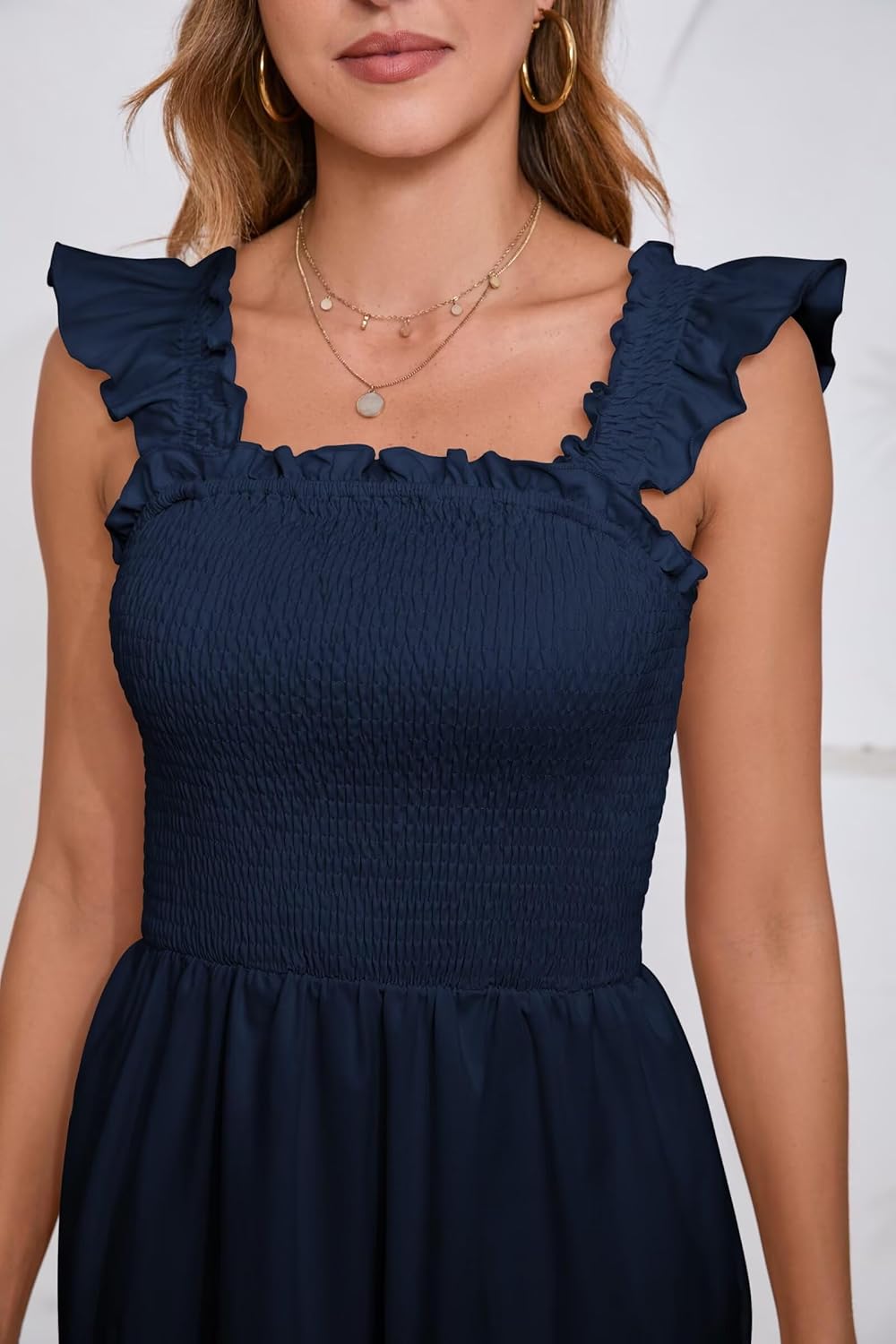 2025 Women Summer Short Dress Square Neck Sleeveless Ruffle Backless Casual Boho Beach Cute Sundress Cotton Vacation - Image 6