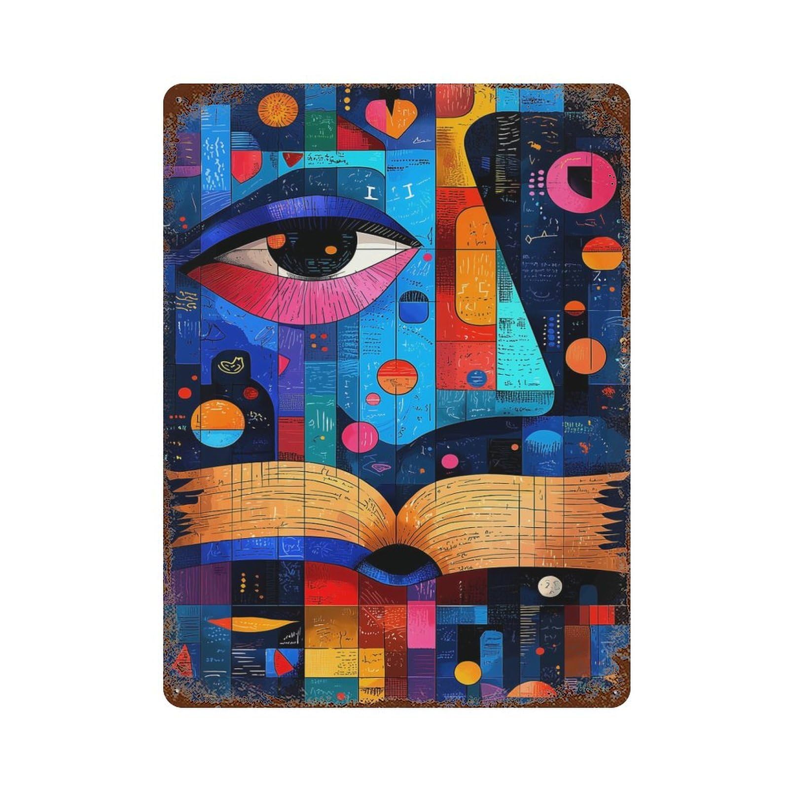 Expressionist Geometry Knowledge – Vibrant Rustic Tin Plaque 15.7"x11.8", Ideal for Cafe, Home Bar And Lounge Decor