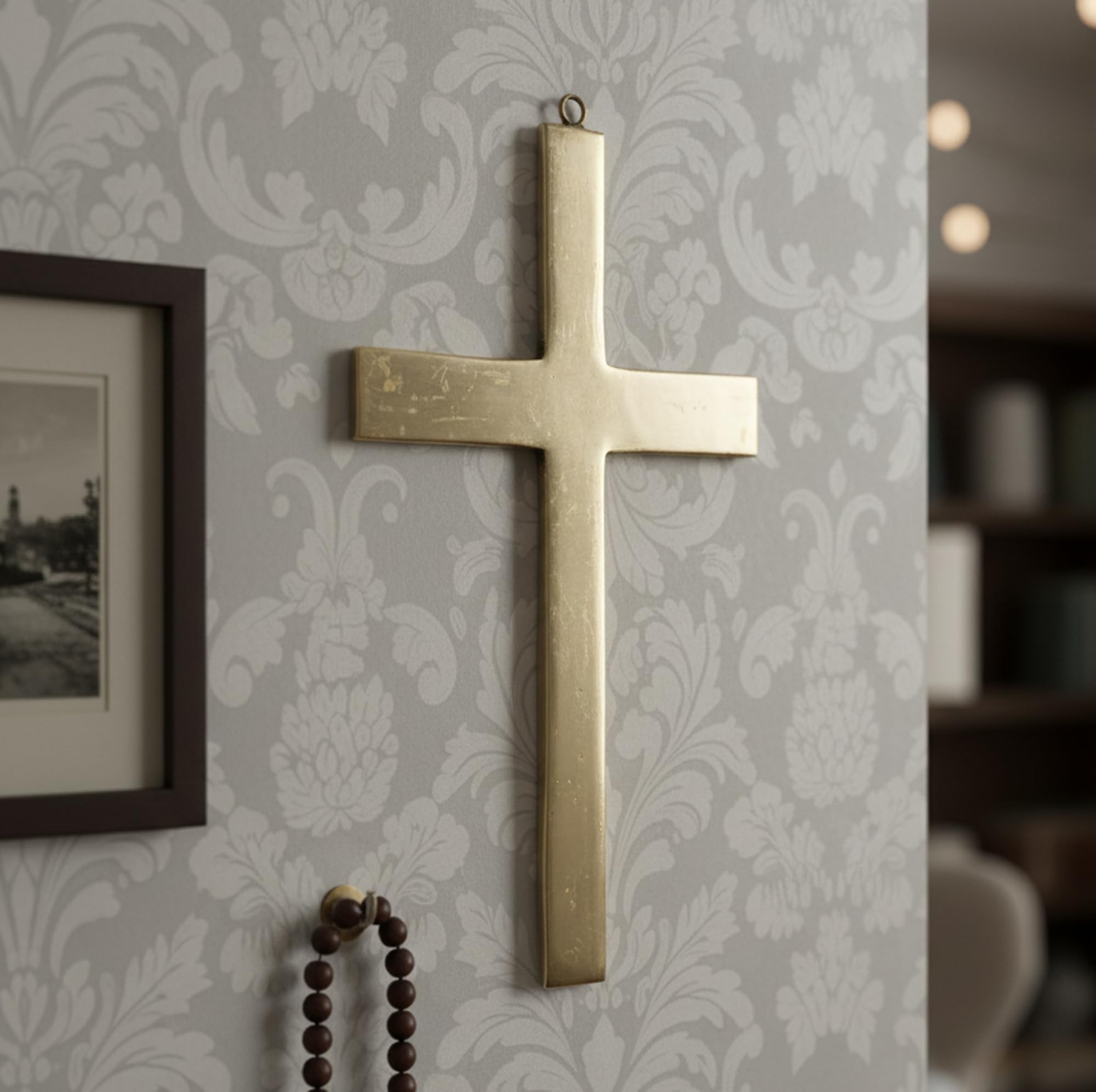 Esplanade Golden Brass Jesus Christ Cross – Holy Cross, Antique Look Idol, Christian Cross For Prayer, Christmas Gifts, Home Office Décor, Housewarming Gifts