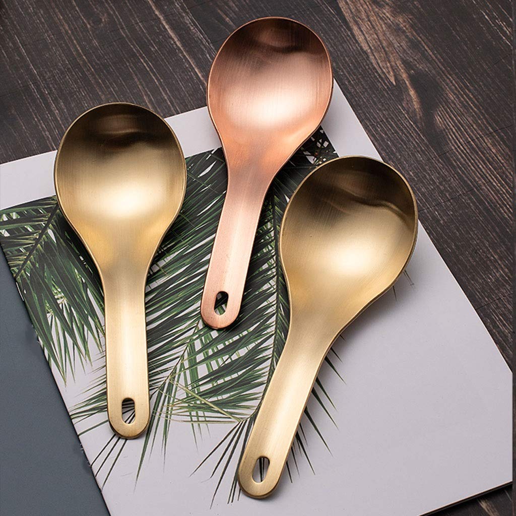 HIHELO Set di Cucchiai Sfusi Grande capacità addensata Pot Pot Cucchiaio Cucchiaio da Cucina utensile da Cucina Cucchiaio in Ottone Rosso Rame bilocina minestra Cinese Cucchiaio Cucchiai da Mangiare
