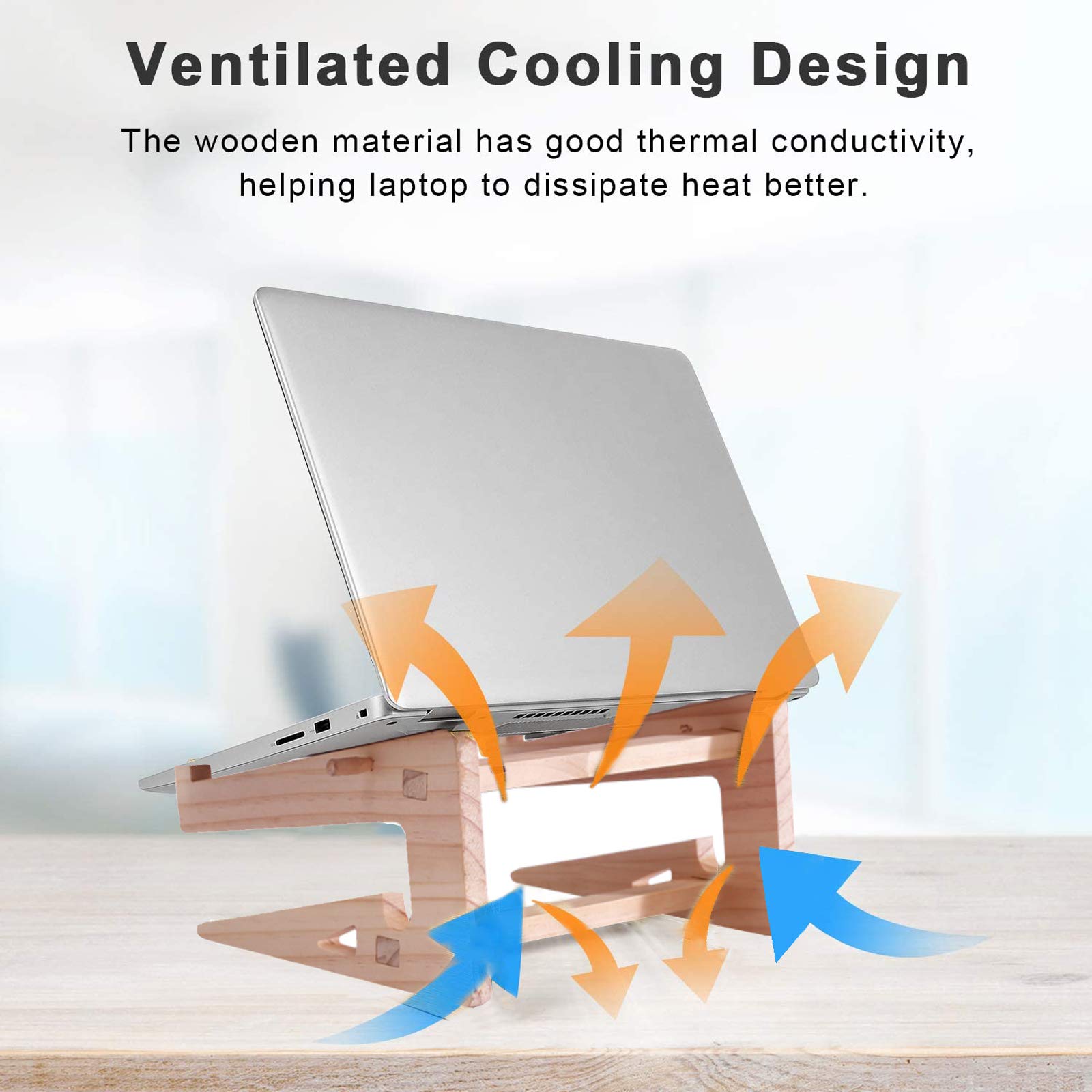 Wooden Laptop Stand, Universal Upgraded Version of The Little elk Wood Phone Holder, Multifunction Storage, Portable Laptop Storage Rack, Suitable for 15-17.6 Inch Computers