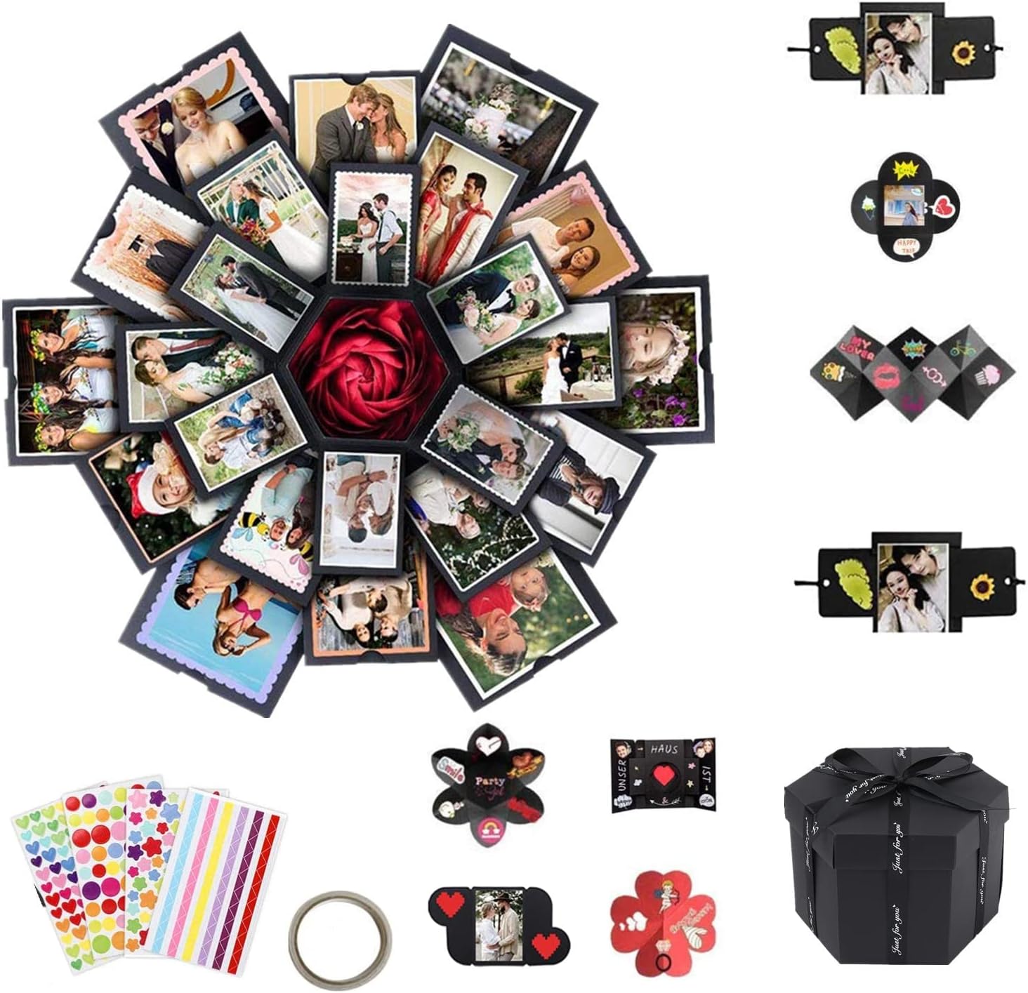 DIY Explosion Box, Creative DIY Handmade Surprise Explosion Gift Box Love Memory, Scrapbooking Photo Album Gift Box for Birthday Valentine's Day Anniversary Wedding Christmas Festival
