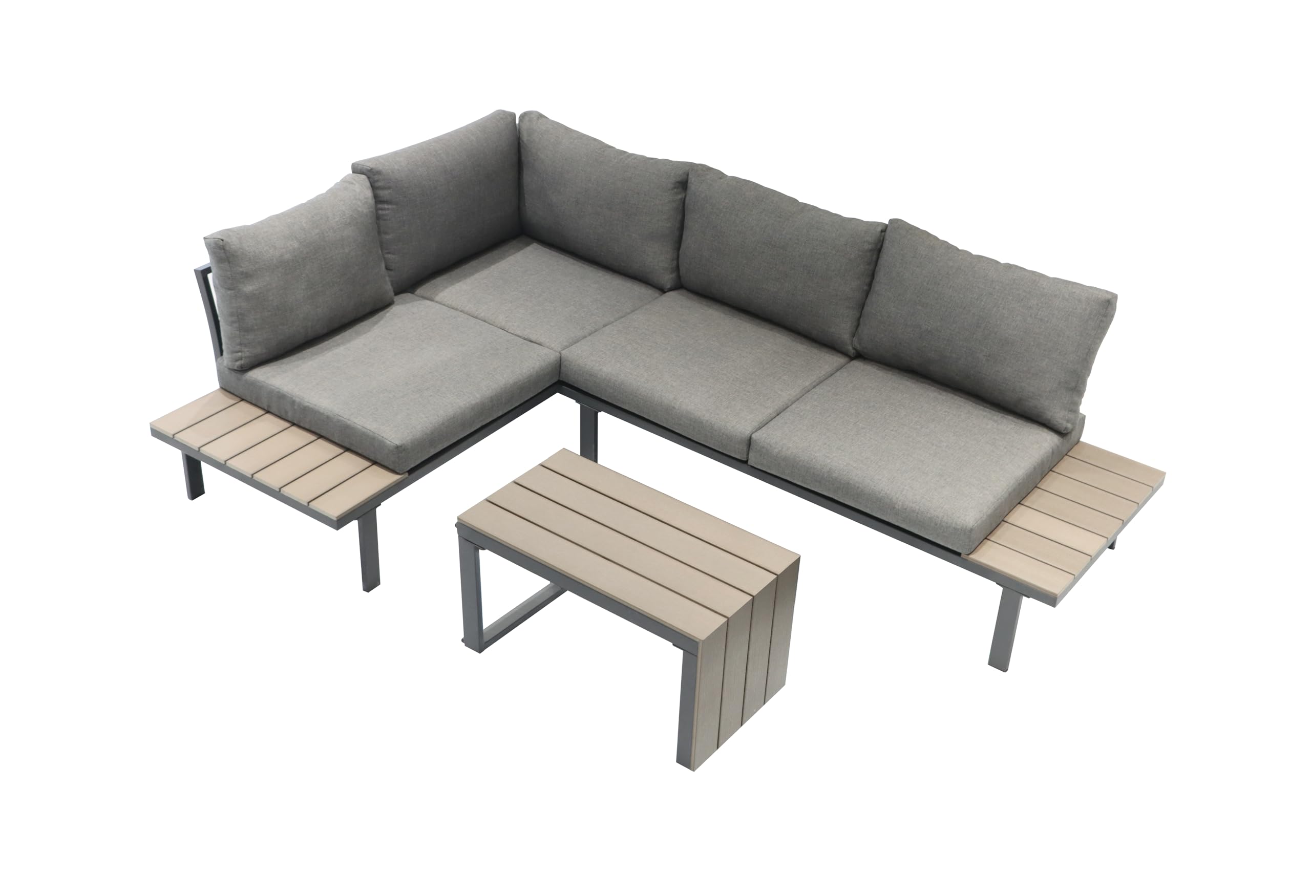 Ondis24 Lounge-Set Gartenmöbel Ecksitzgarnitur, Sitzgruppe für 4-5 Personen, Gartenlounge mit Tisch Sitzkissen, Balkonmöbel Essgruppe Garten, Lounge Sitzgarnitur
