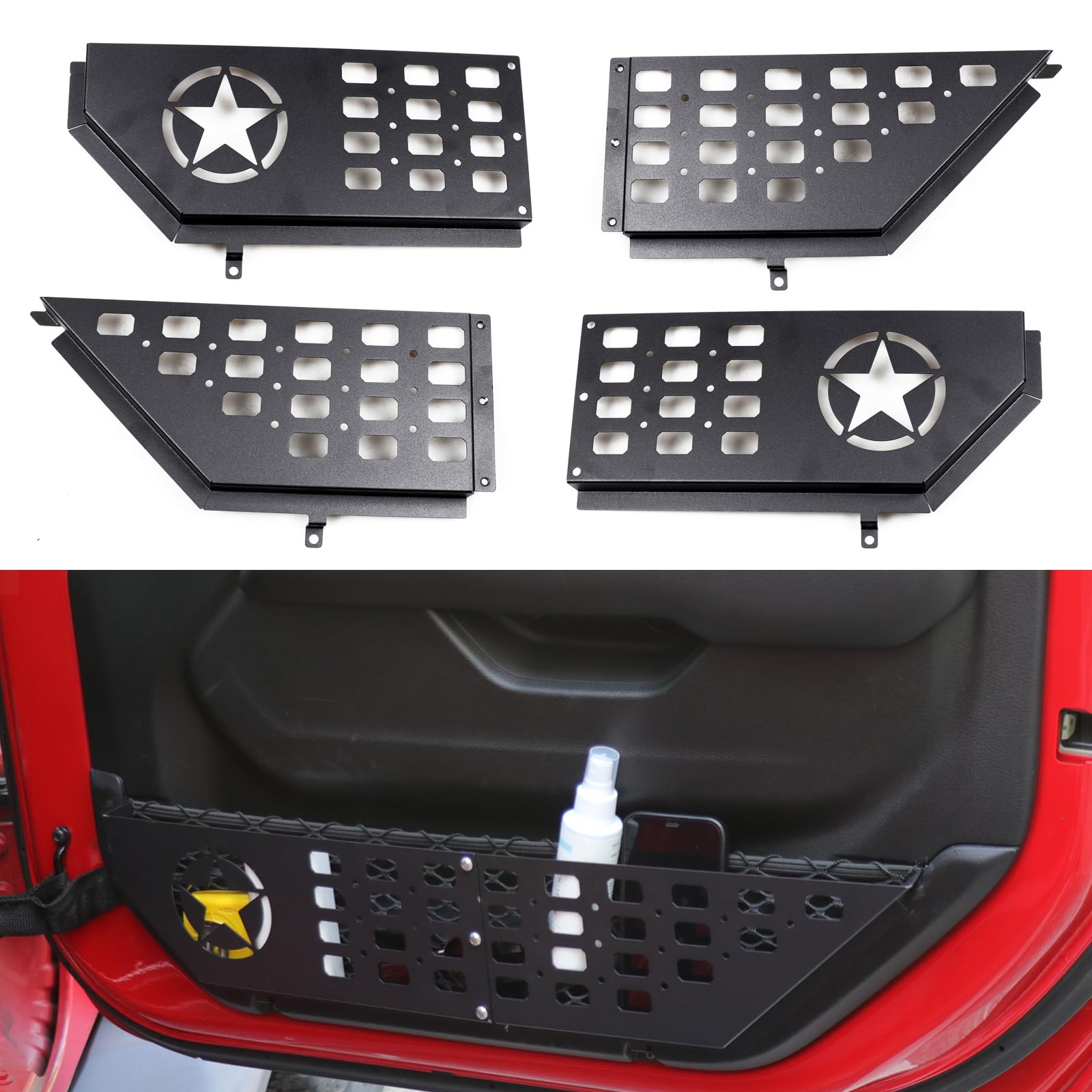 EASEORD Metal Front Door Pocket Organizer for Jeep Wrangler JL JLU 4XE 2018-2024 & Gladiator JT 2020-2024 | Interior Door Storage Expansion Accessories 2PCS