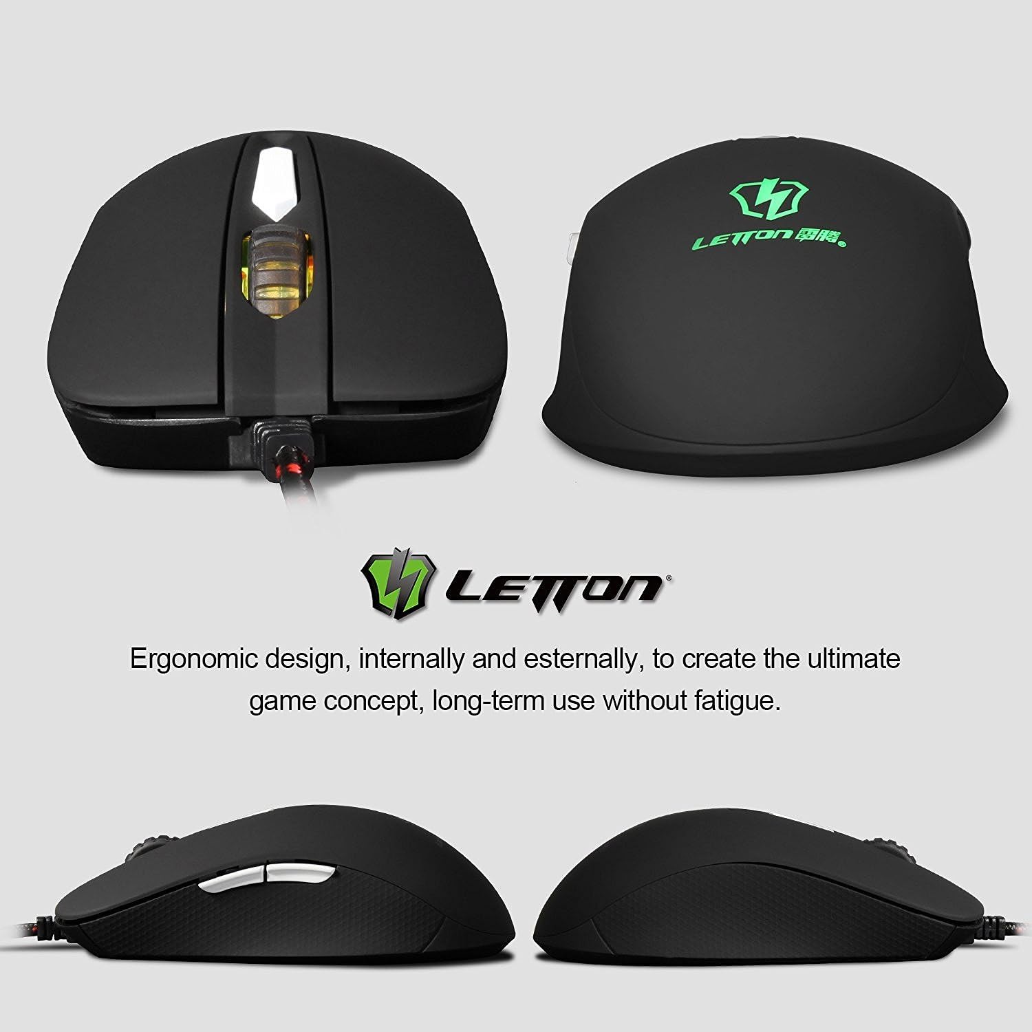 Anivia Letton S20 Gaming Mouse Max 2400 DPI Dazzle Lights Wired USB 6+1 Buttons Mice Slightly Matte Surface Black