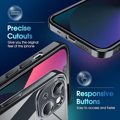 Miniatura 4 de Supdeal Funda transparente para iPhone 13 Mini, No amarilla Protección de cámara Prueba de caída de grado militar, transparente, a prueba de golpes,