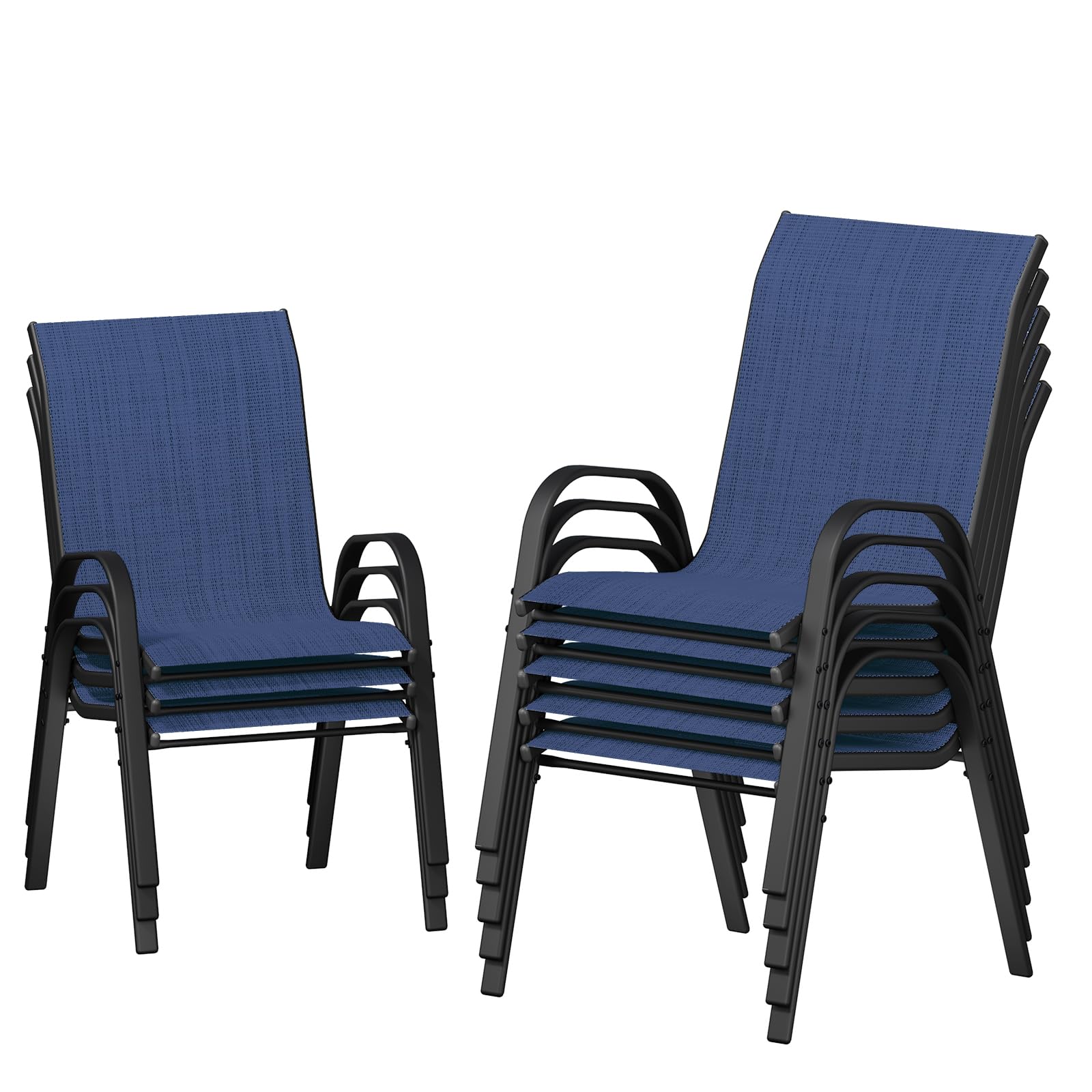 UDPATIO Patio Chairs Set of 8, Stackable Outdoor Dining Chairs with High Back, Breathable Textilene Fabric Outdoor Chair All Weather, 350LBS Capacity for Garden, Backyard (Blue)