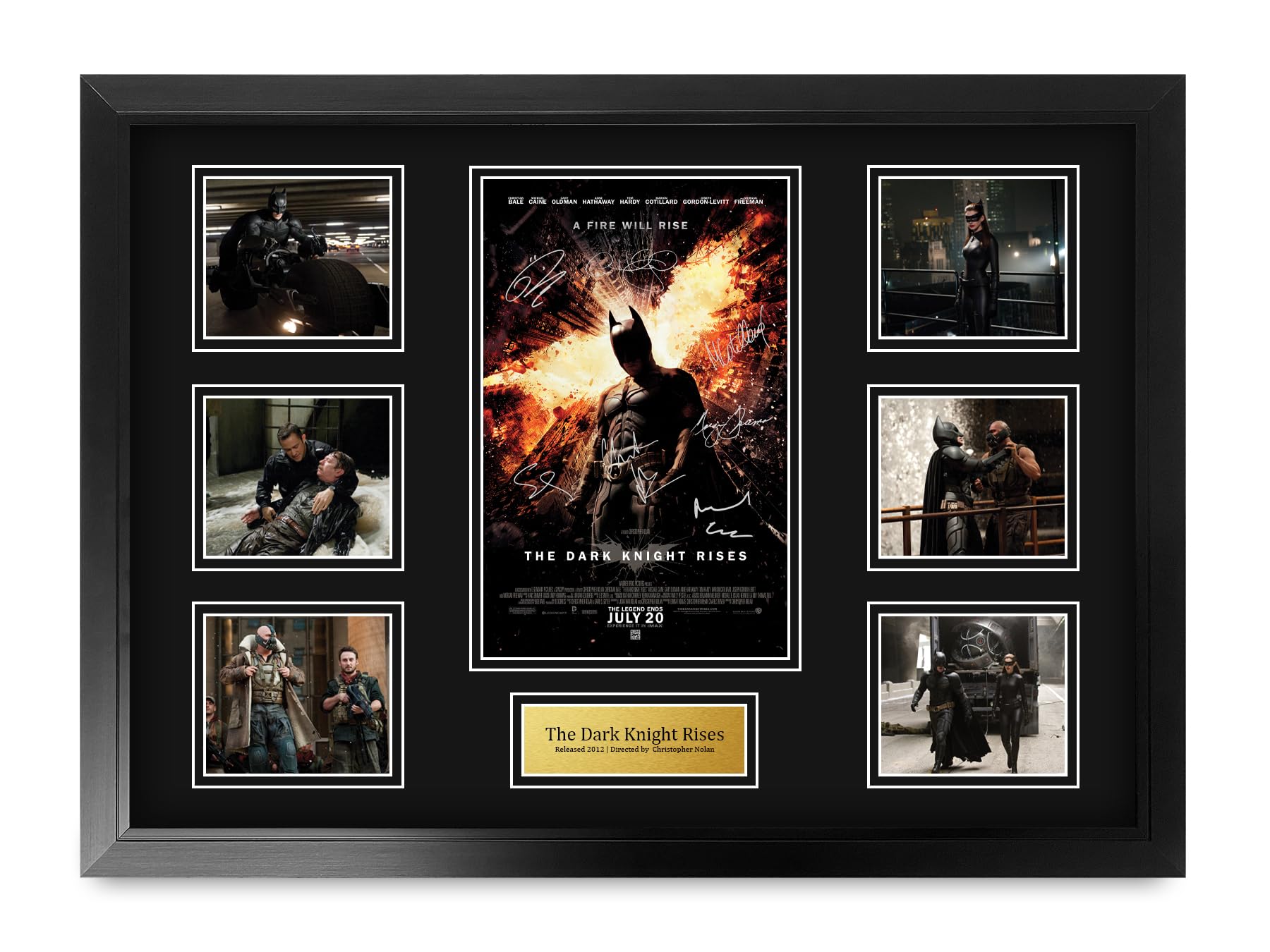 HWC Trading Batman The Dark Knight Rises Christian Bale Gifts Printed Signed Autograph Picture for Movie Memorabilia Fans - A2 Framed (ID-006449)