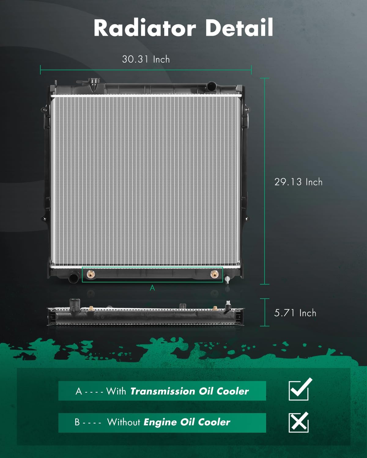 SCITOO Engine Cooling Radiator Assembly Compatible with Toyota Tacoma 1995-2004 3.4L Replace# 164100C041