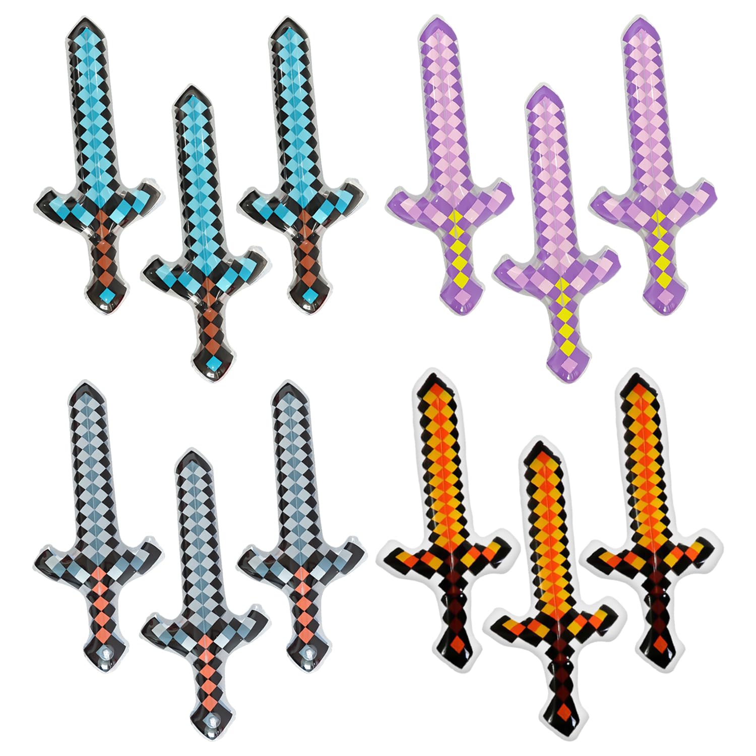 RNFKSU 12 Pieces Of Inflatable Transparent Swords, Simulation Inflatable Toys, Inflatable Pirate Knives, Stage Performance Props, Pirate Theme Party Supplies.