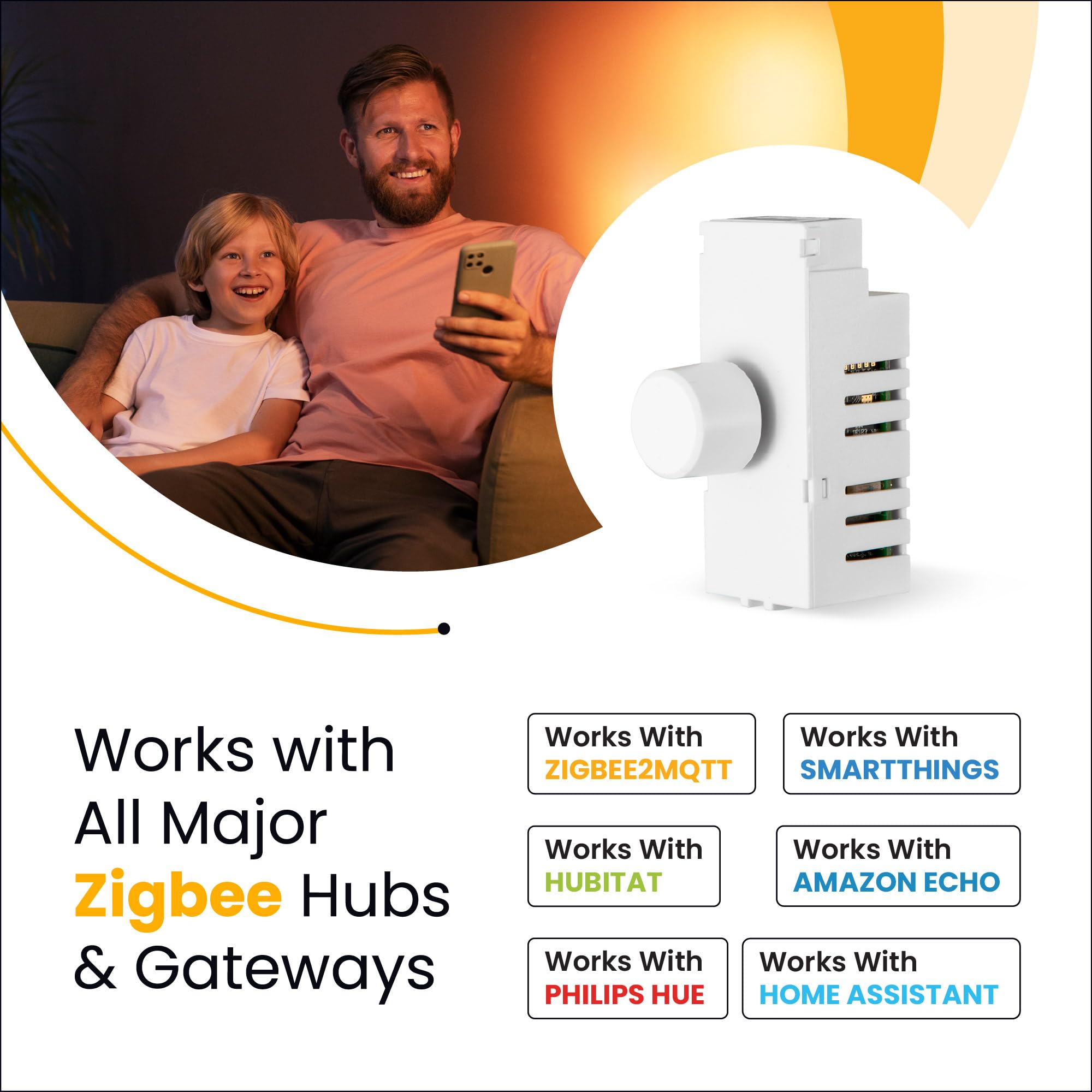 Candeo Smart Switch LED-Dimmer, kompatibel mit Philips Hue, Smartthings und allen Zigbee-Hubs, für dimmbare LED-/Glüh-/Halogenlampen, 1-fach-Mehrfachanschluss, Phasenabschnitt, für intelligente Steue