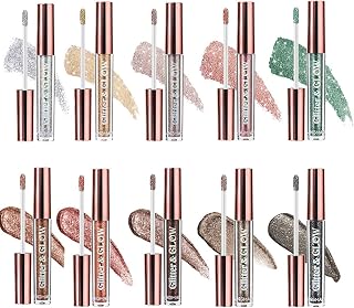 10 Colors Dazzling Glitter Liquid Eyeshadow Metallic Shiny Shimmer Long Lasting Waterproof Highly Pigmented Glow Eye Shadow Kit Sparkle Diamond Pearlescent Eye Makeup Cosmetic