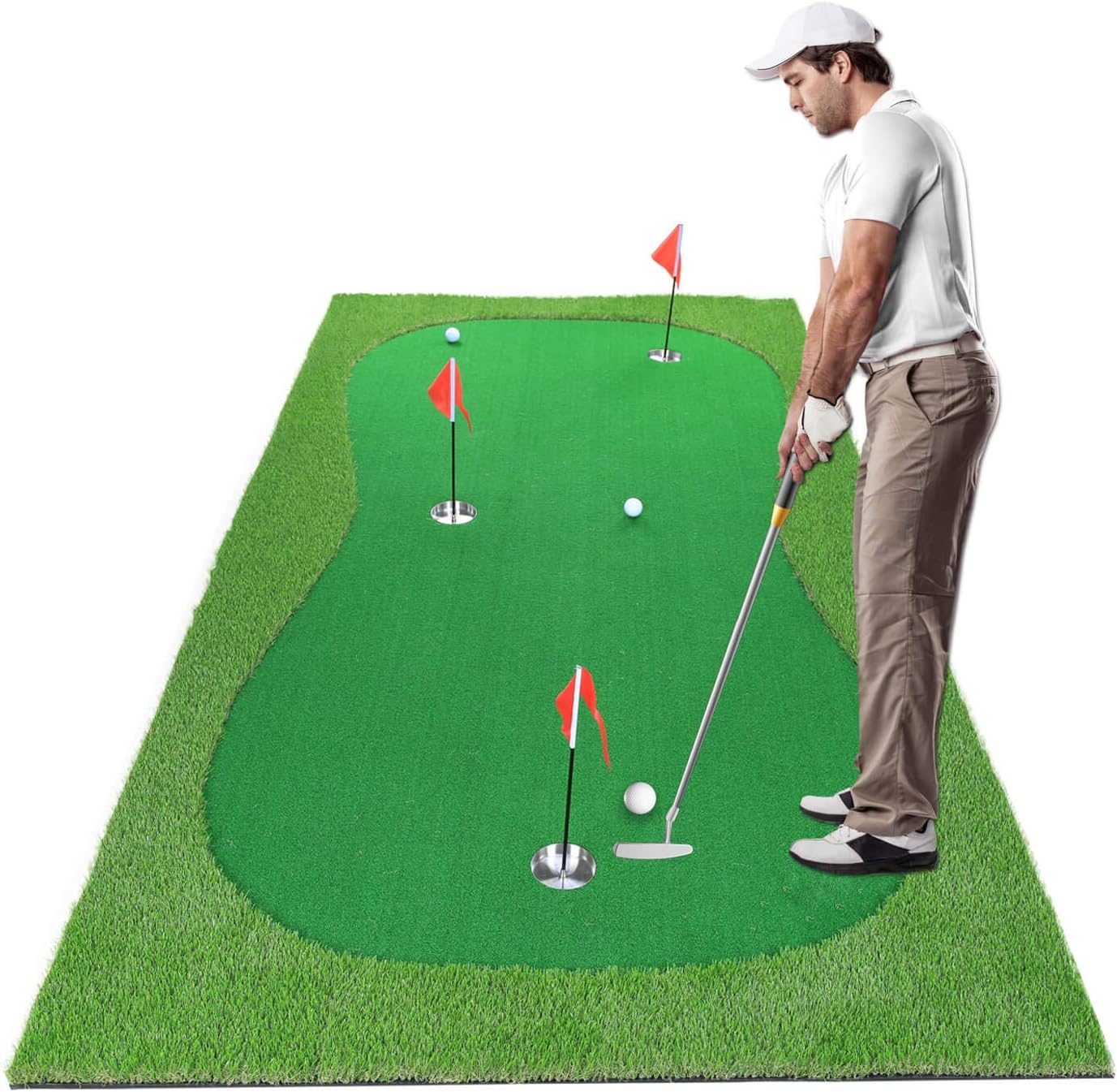 Luricaa Golf Putting Green Mat for Indoor Outdoor, Professional Golf Training Mat Aids for Professional Golf Practice