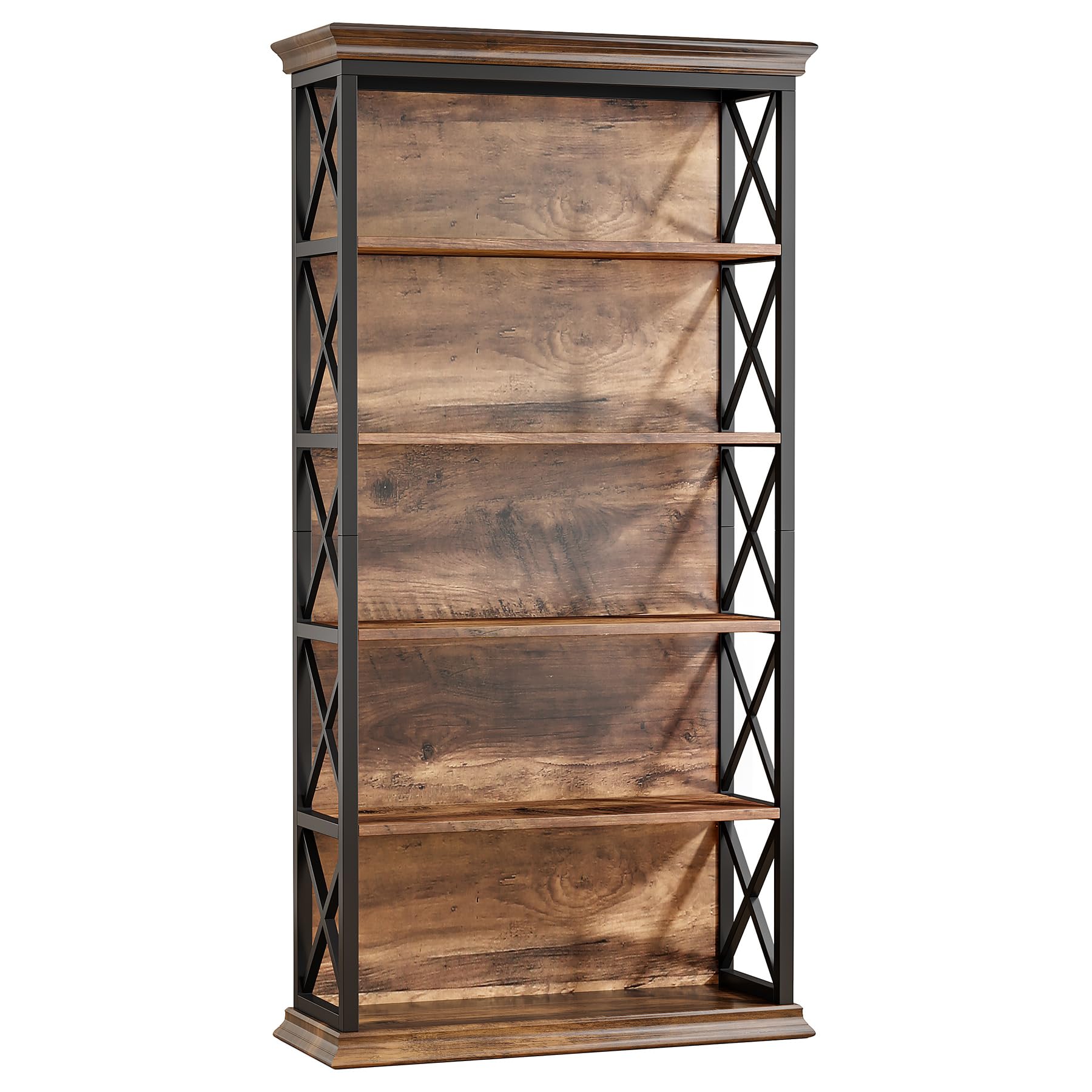 Tribesigns Librería estantería de pie de 180 cm de Altura, Madera de 6 Niveles, estantería Abierta con Estructura de Metal para salón, diseño Industrial, marrón Vintage