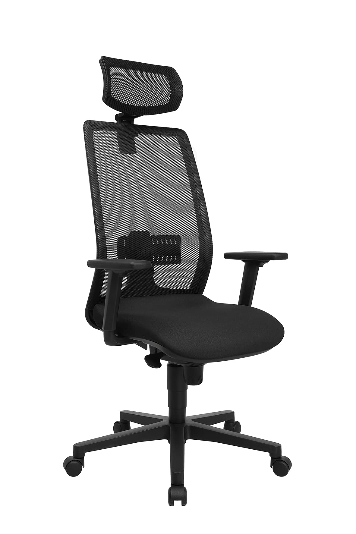 TOPSTAR Silla giratoria T240 Negro/Negro, Incluye reposabrazos Regulables, Incluye Soporte para la Cabeza