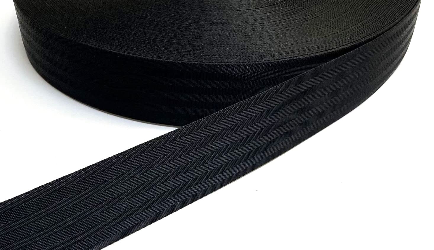 50mm Herringbone Webbing Heavy Duty Strap For Backpacks Belts Handles Bags Straps Dog Leads (2 Metres, Black)