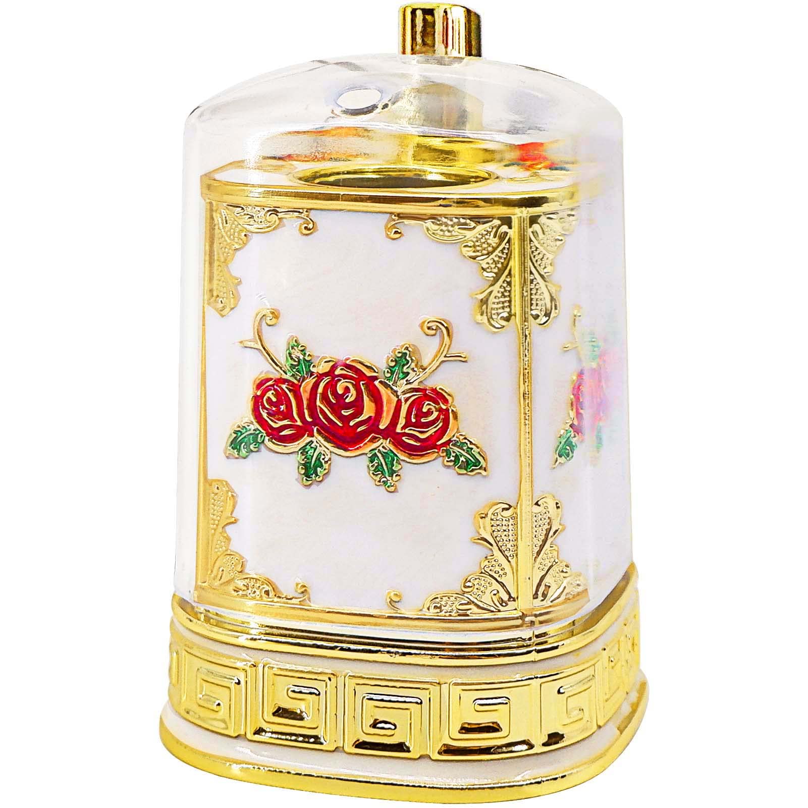 JXMC Vintage Automatic Toothpick Holder Box,Press Type Toothpick Dispenser Toothpicks Box with Clear Cover for Kitchen Home Restaurant,Art Decor (Red Flower)