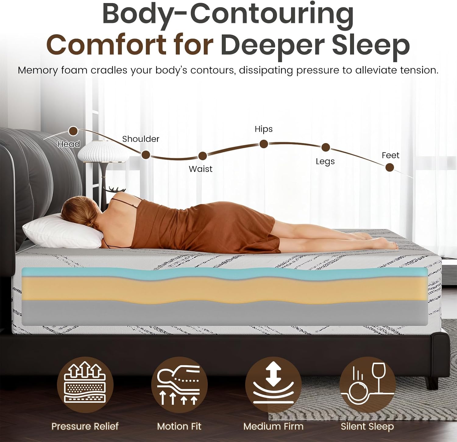 Full Size Mattress 6 inch, Medium Firm Cooling Gel Memory Foam Mattresses, Removable Washable Cover, Full Mattress in a Box, Pressure Relief & Upgraded Support, Motion Isolation, CertiPUR-US