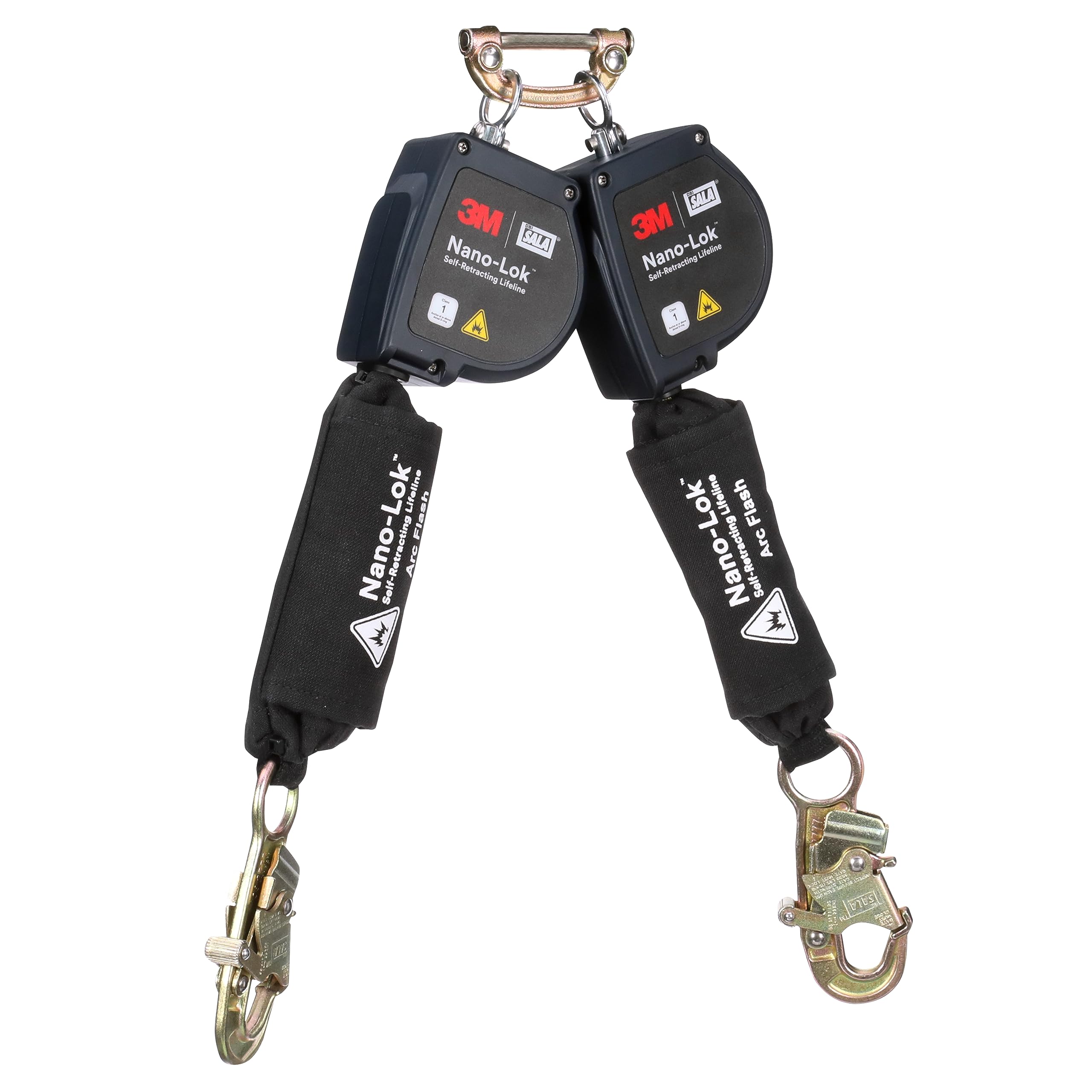 3M DBI-SALA Nano-Lok Twin-Leg Arc Flash Self-Retracting Lifeline with Quick Connect 3100582, Web, Steel Snap Hooks, 8 ft.