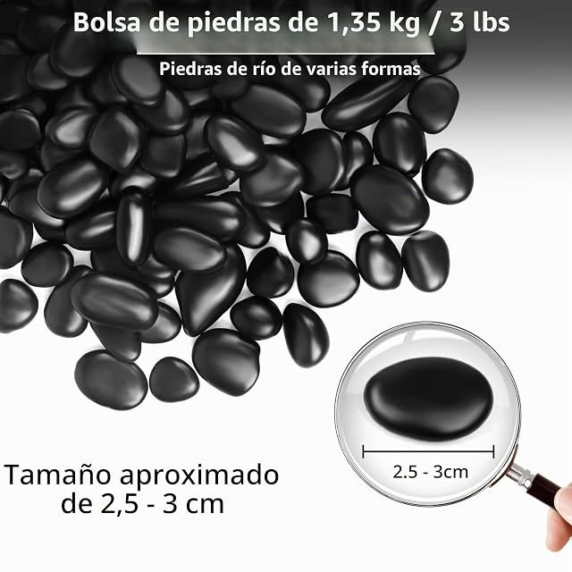 Foto 2 de 8 de Winter Shore Guijarros Negros Decorativos de 1,35 kg, 2,5 a 3 cm