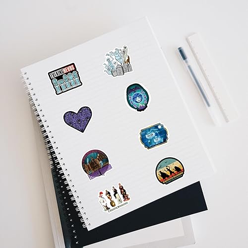 Miniatura 5 de Paquete de 67 calcomanías de mansión embrujada, lindo vinilo de dibujos animados educativos impermeables para botella de agua, laptop, teléfono,