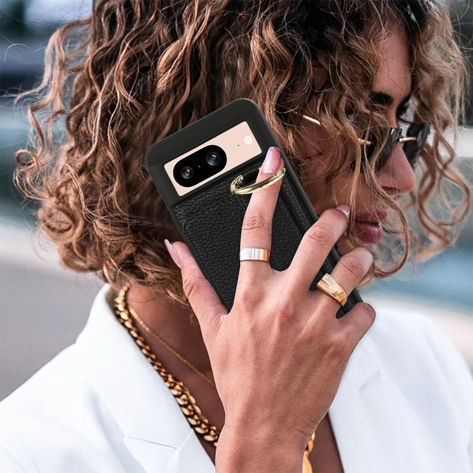Custodia Portafoglio Per Google Pixel 8 PRO - Arancione, Con 6 Slot Carte, Tracolla E Cinghia Da Polso