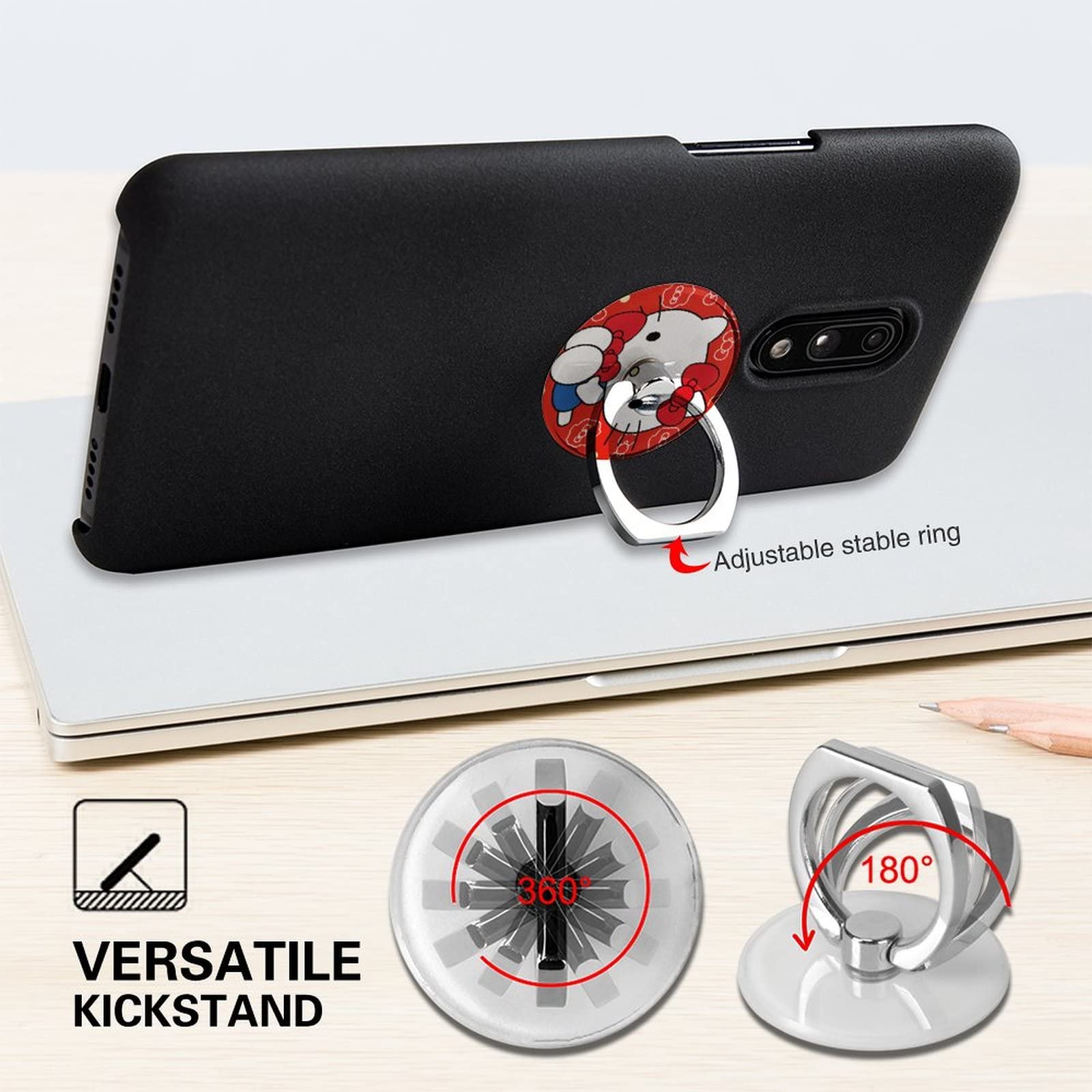 Amazon.co.jp: 2個入り スマホリング 指輪型 ハローキティ 赤 携帯