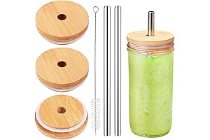 3-Pack Bamboo Drinking Lid for Wide-Mouth Jars