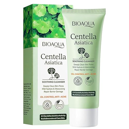BIOAQUA Centella Asiatica Limpiador Facial Calmante Control de Aceite Anti-Acné Profundo Pore Limpio Facial Hidratante Hidratante 100g3.5oz