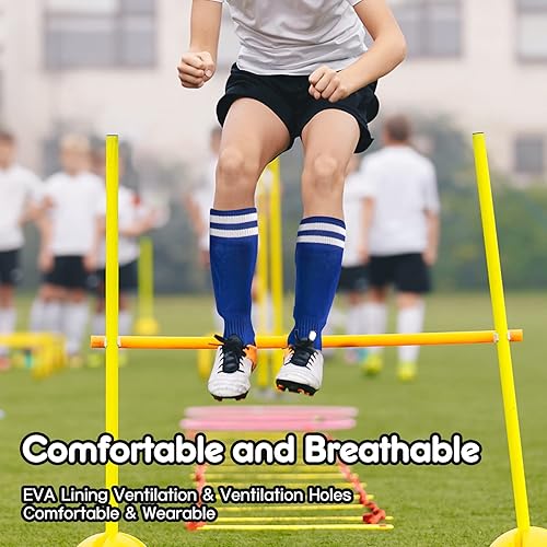 Miniatura 7 de Espinilleras de fútbol juveniles, transpirables y ligeras, equipo de protección de pantorrillas para niños de 3 a 15 años de edad, niños y niñas