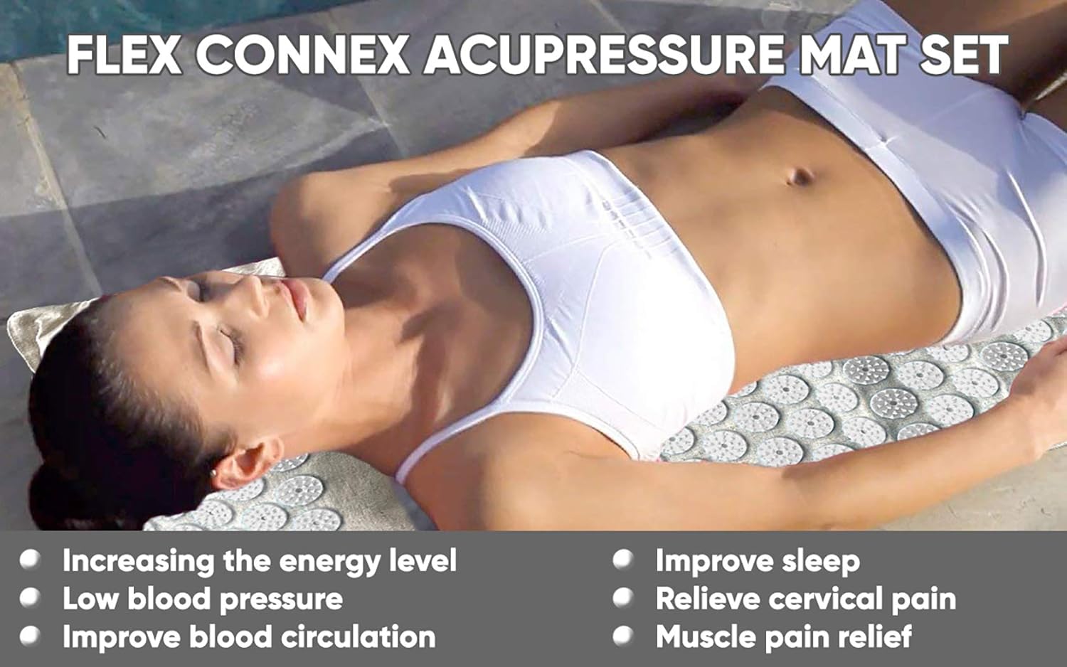 Eco Organic Cotton Reflexology Acupressure Mat | Perfect for back pain relief, stiff neck, sciatica and stress | Comes with full size linen mat, pillow, bag, spiky balls and travel bag (Balsam White) : Health & Household