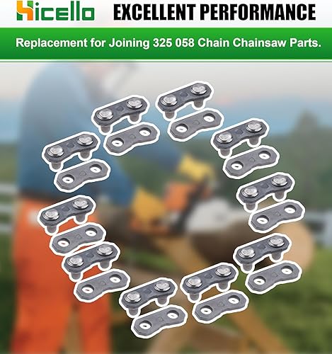 Miniatura 6 de 10 juegos de correas preestablecidas de reparación de eslabones de cadena de motosierra de 325 pies, eslabones maestros de acero inoxidable para
