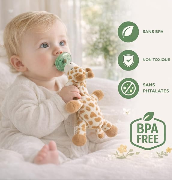 Ciuccio per bambini con peluche - silicone senza BPA - ciuccio ciuccio (Giraphe) - 2