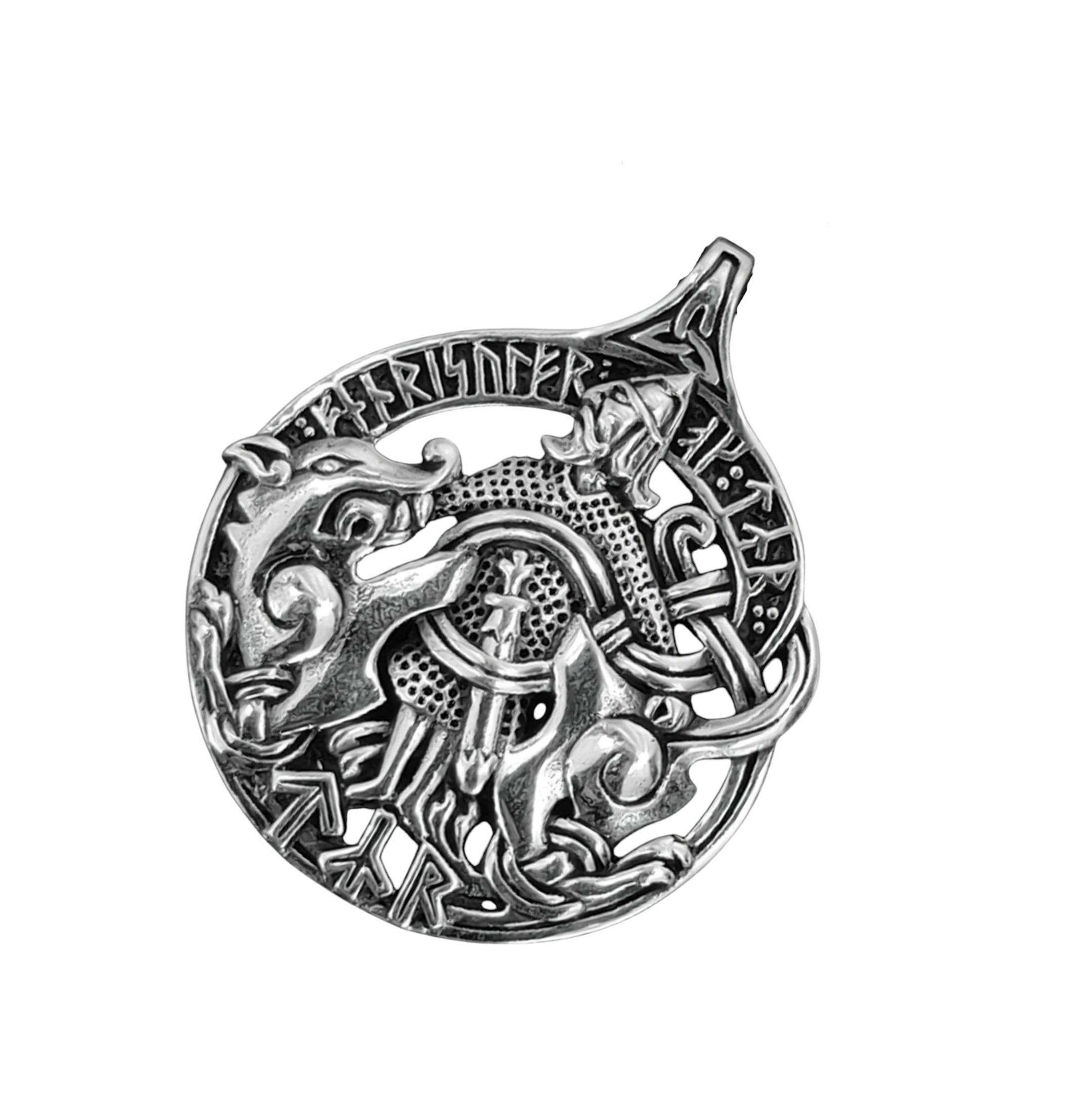 Kiss of Leather Tyr mit Fenrir Anhänger aus 925 Sterling Silber Nr. 398