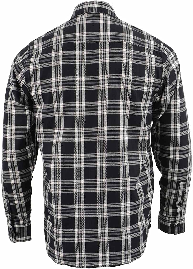 Milwaukee Leather MNG11646 Men's Flannel Plaid Shirt Black and White Long Sleeve Cotton Button Down Shirt - Image 3
