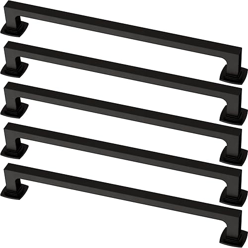 Miniatura 5 de Franklin Brass Parow - Manija para gabinete, negro mate, mango de cajón de 8-1316 pulgadas, paquete de 1, P41774K-FB-C