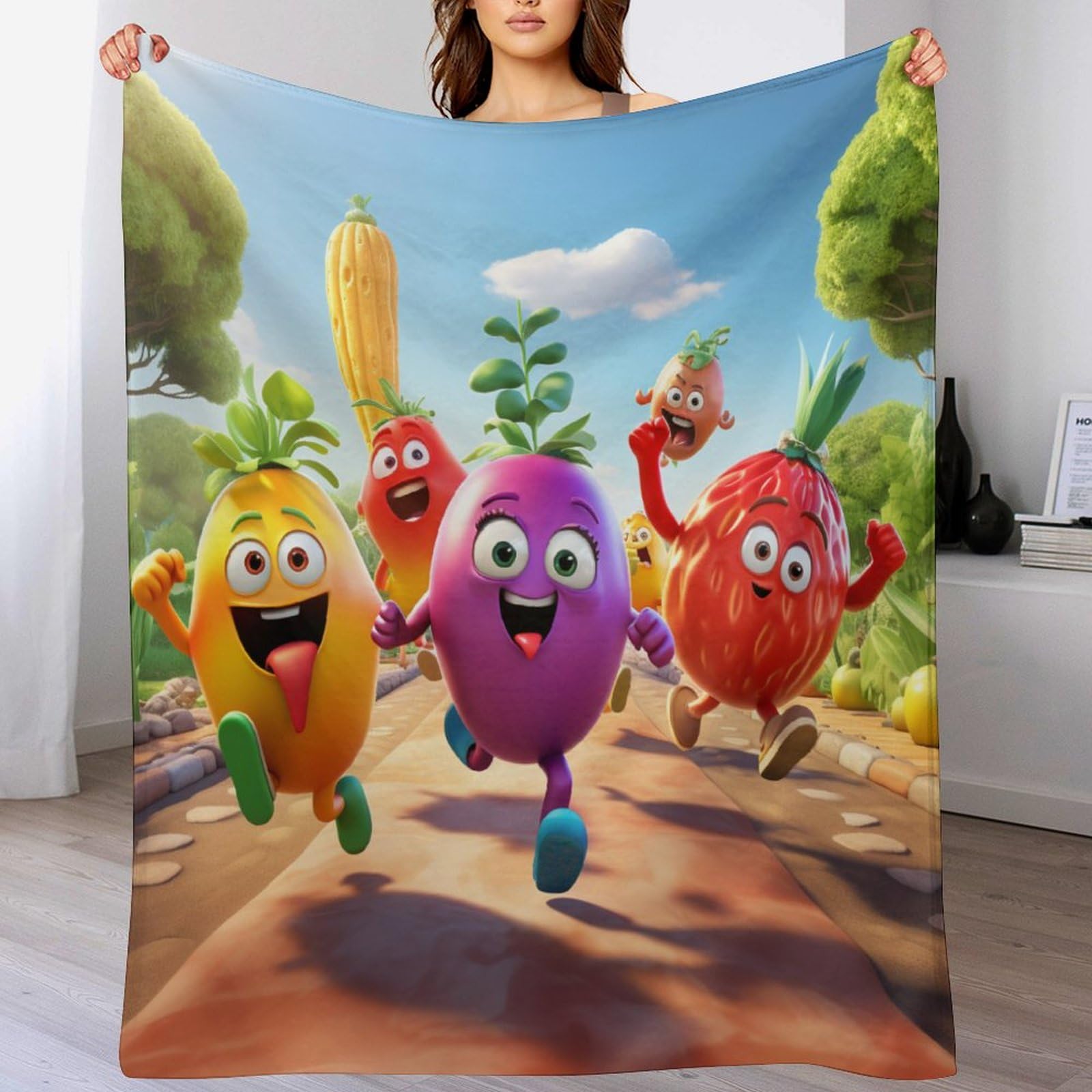 Couverture polaire légumes flannel 140x180cm pour protéger vos lits et canapés