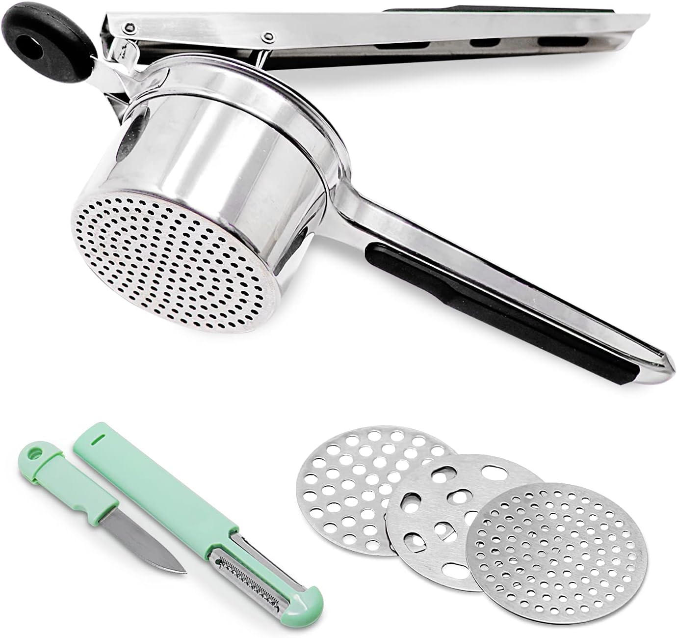 Potato Ricer Stainless Steel with 3 Interchangeable